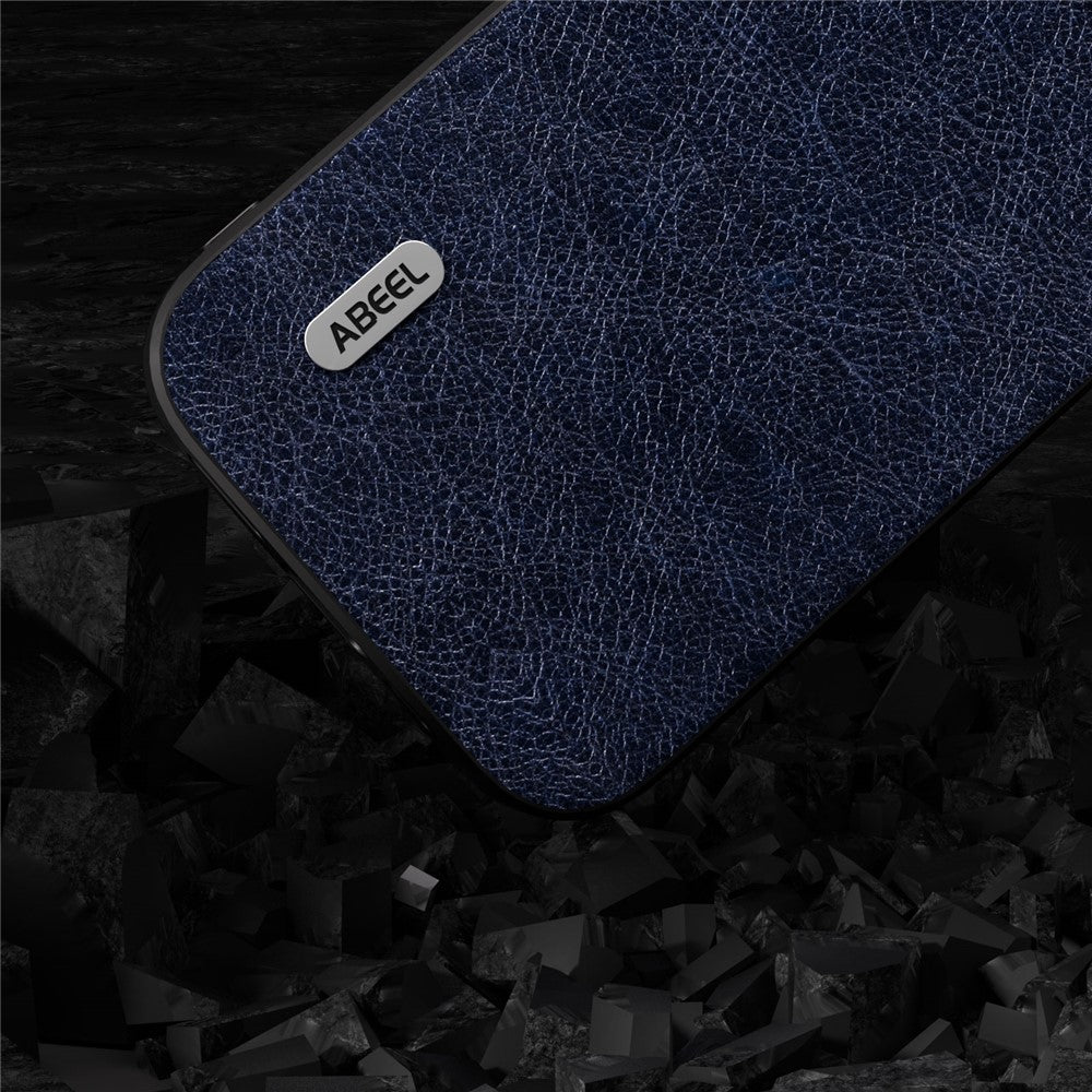 ABEEL For iPhone 15 Pro Max Retro Litchi Texture Phone Case PU Leather Coated PC+TPU Back Cover