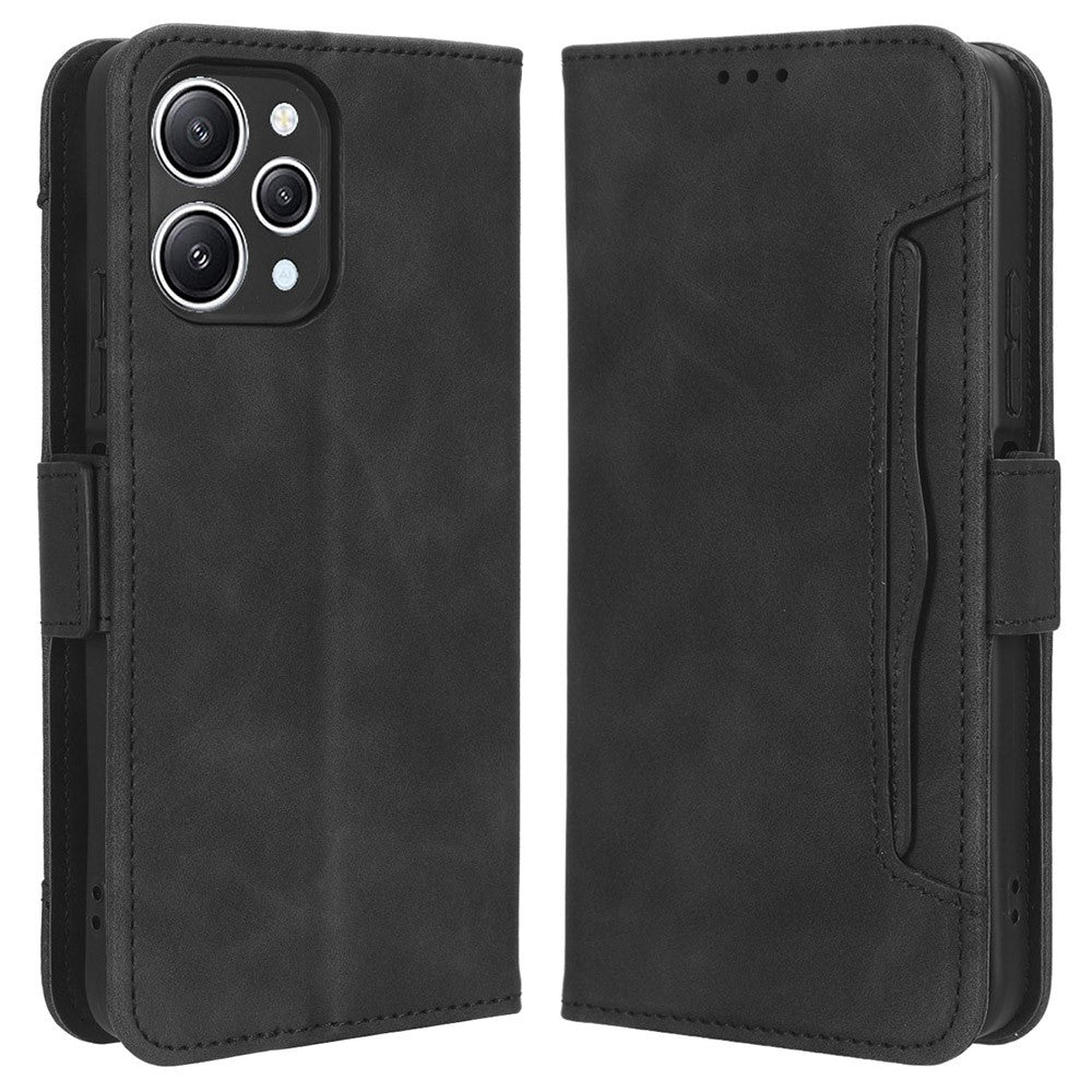 For Xiaomi Redmi 12 4G / 12 5G (Global) / Note 12R 5G / Poco M6 Pro 5G Multiple Card Slots Flip Stand Phone Case PU Leather Wallet Cover
