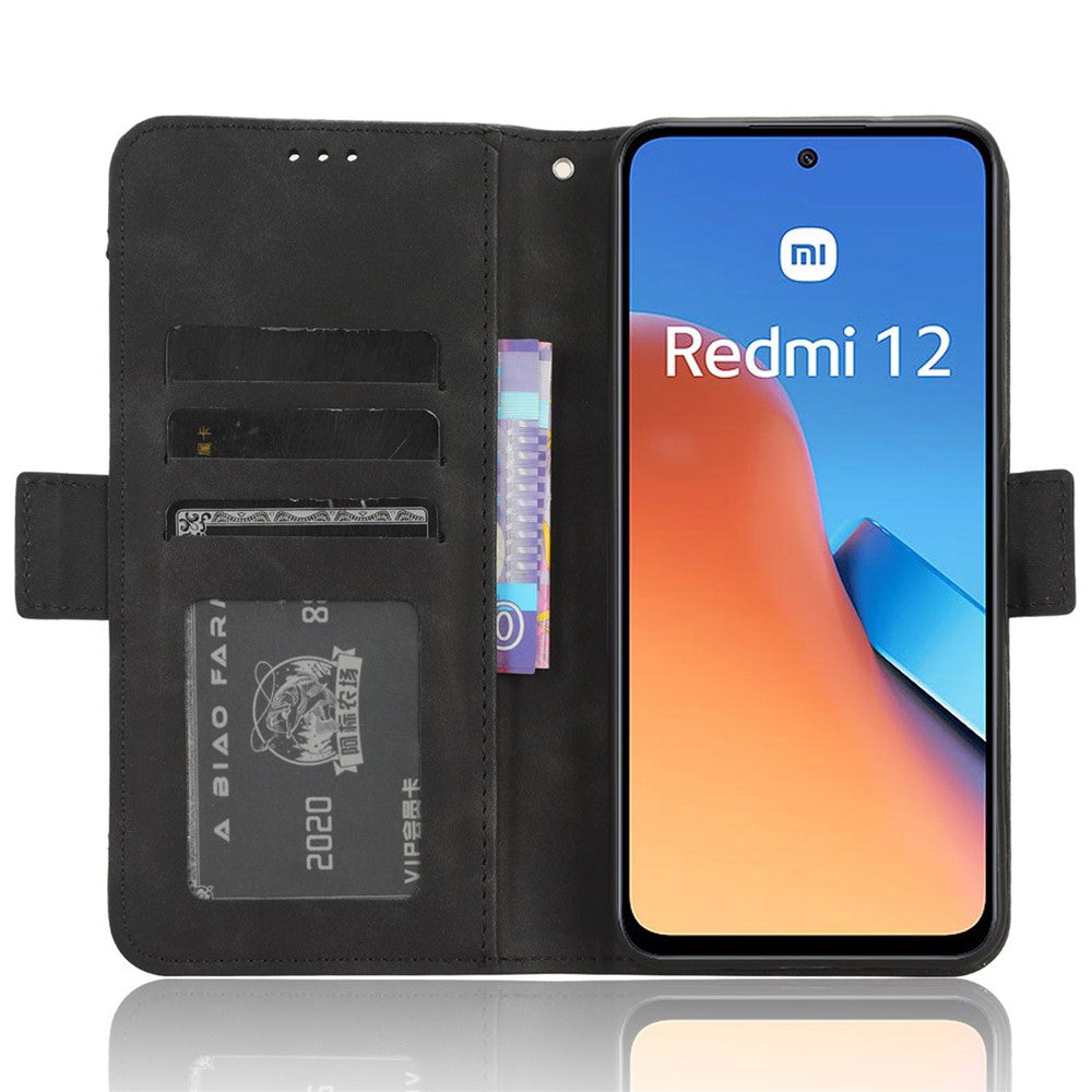 For Xiaomi Redmi 12 4G / 12 5G (Global) / Note 12R 5G / Poco M6 Pro 5G Multiple Card Slots Flip Stand Phone Case PU Leather Wallet Cover