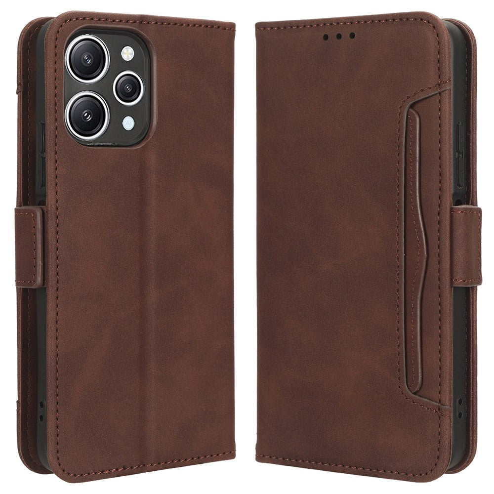 For Xiaomi Redmi 12 4G / 12 5G (Global) / Note 12R 5G / Poco M6 Pro 5G Multiple Card Slots Flip Stand Phone Case PU Leather Wallet Cover