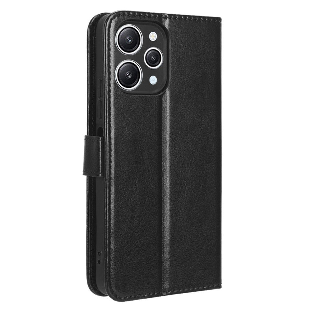 Xiaomi Redmi 12 4G / 12 5G (Global) / Note 12R 5G / Poco M6 Pro 5G mobilskal Crazy Horse Texture PU-läder Folio Flip Stand Plånboksfodral
