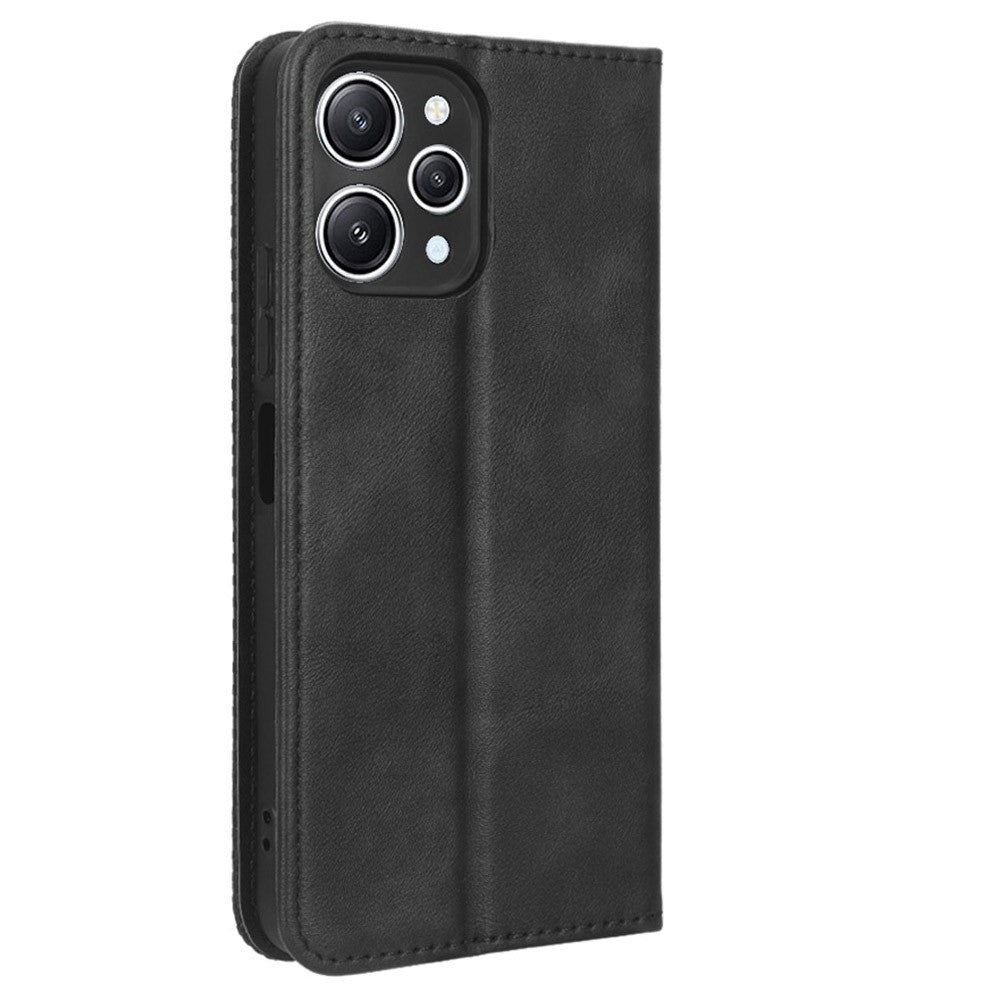 Phone Case for Xiaomi Redmi 12 4G / 12 5G (Global) / Note 12R 5G / Poco M6 Pro 5G Magnetic Closing Retro PU Leather Cover Stand Wallet Shell