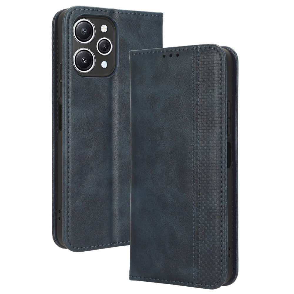 Phone Case for Xiaomi Redmi 12 4G / 12 5G (Global) / Note 12R 5G / Poco M6 Pro 5G Magnetic Closing Retro PU Leather Cover Stand Wallet Shell