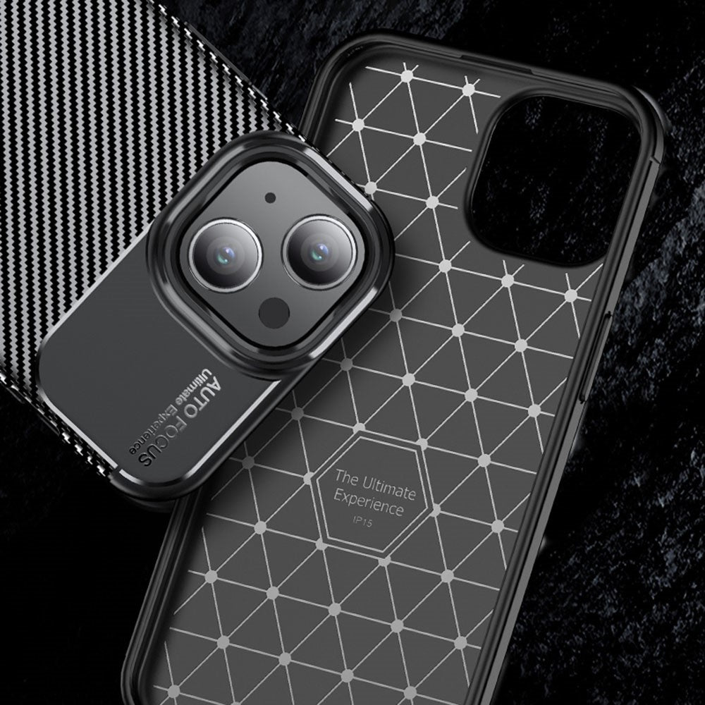 Carbon Fiber Texture TPU Case for iPhone 15, Anti-scratch Protective Phone Cover