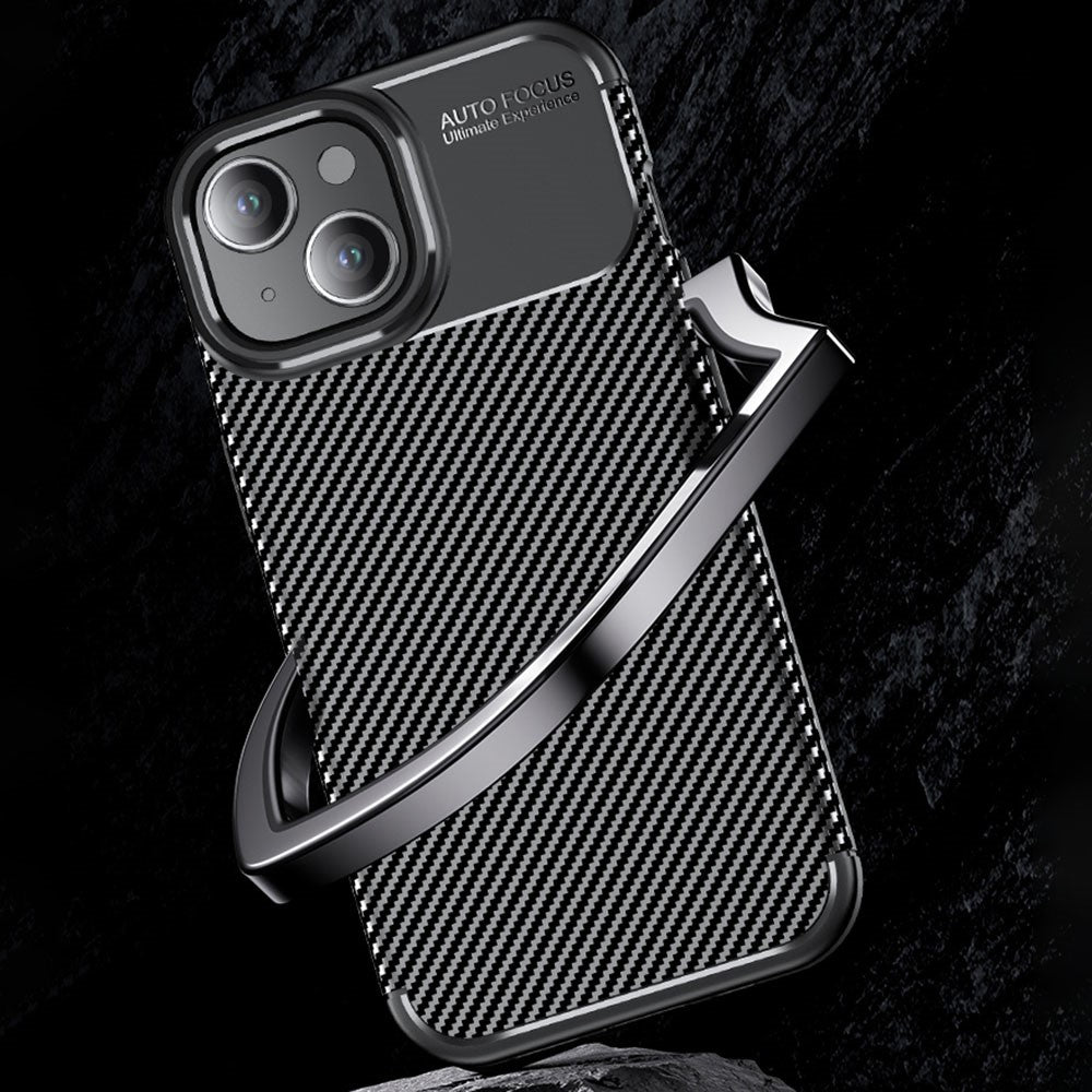 Carbon Fiber Texture TPU Case for iPhone 15, Anti-scratch Protective Phone Cover
