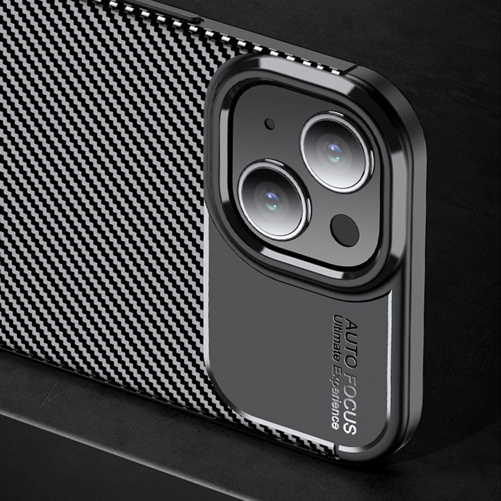 Carbon Fiber Texture TPU Case for iPhone 15, Anti-scratch Protective Phone Cover