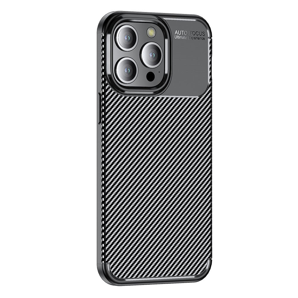 Carbon Fiber Texture Phone Cover for iPhone 15 Pro , Anti-drop Flexible TPU Phone Case