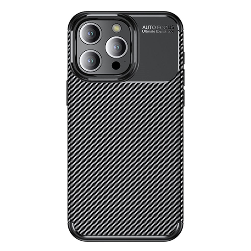 Carbon Fiber Texture Phone Cover for iPhone 15 Pro , Anti-drop Flexible TPU Phone Case