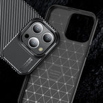 Carbon Fiber Texture Phone Cover for iPhone 15 Pro , Anti-drop Flexible TPU Phone Case
