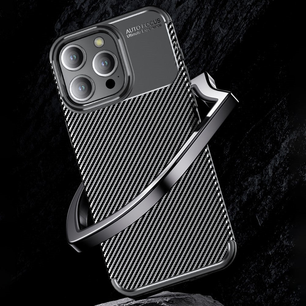 Carbon Fiber Texture Phone Cover for iPhone 15 Pro , Anti-drop Flexible TPU Phone Case