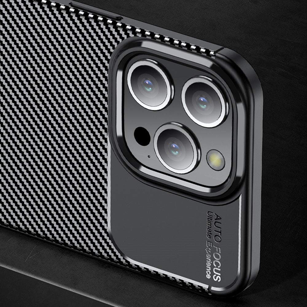 Carbon Fiber Texture Phone Cover for iPhone 15 Pro , Anti-drop Flexible TPU Phone Case