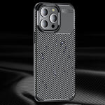 Carbon Fiber Texture Phone Cover for iPhone 15 Pro , Anti-drop Flexible TPU Phone Case