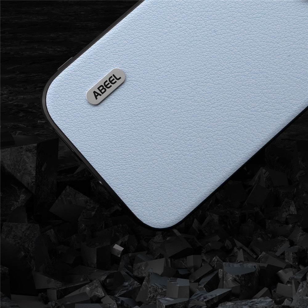 ABEEL For iPhone 15 Pro Max Shockproof Phone Case Genuine Cow Leather+PC+TPU Protective Cover