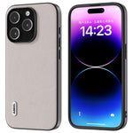 ABEEL For iPhone 15 Pro Max Shockproof Phone Case Genuine Cow Leather+PC+TPU Protective Cover