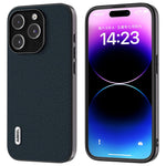 ABEEL For iPhone 15 Pro Max Shockproof Phone Case Genuine Cow Leather+PC+TPU Protective Cover