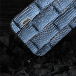 ABEEL For iPhone 15 Pro Max Shockproof Cover Genuine Cow Leather+PC+TPU Mahjong Texture Phone Case