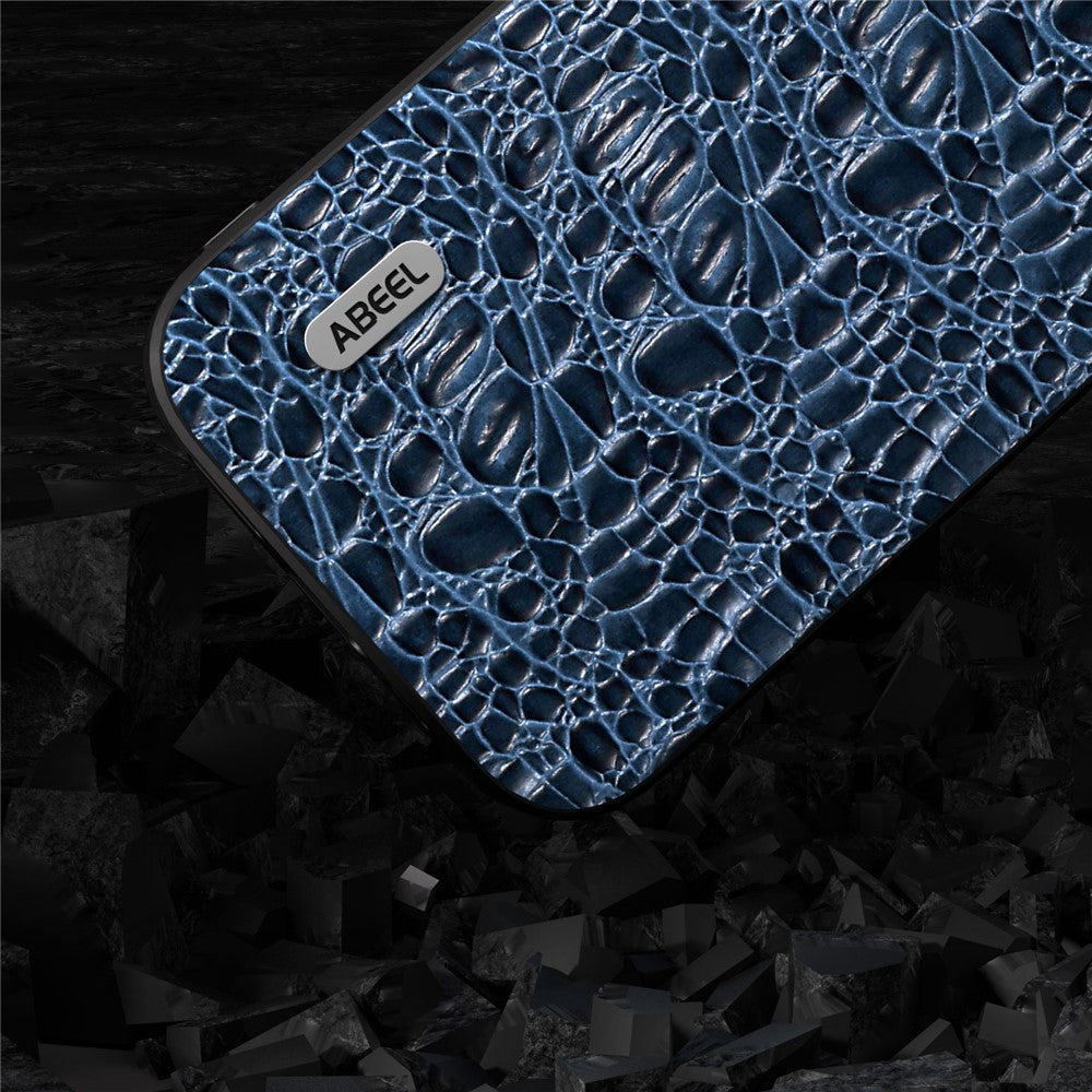 ABEEL For iPhone 15 Pro Max Back Phone Case Genuine Cow Leather+PC+TPU Slim Cover