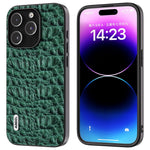 ABEEL For iPhone 15 Pro Max Back Phone Case Genuine Cow Leather+PC+TPU Slim Cover