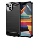 Soft TPU Phone Case for iPhone 15 , Carbon Fiber Texture Brushed Protective Phone Cover