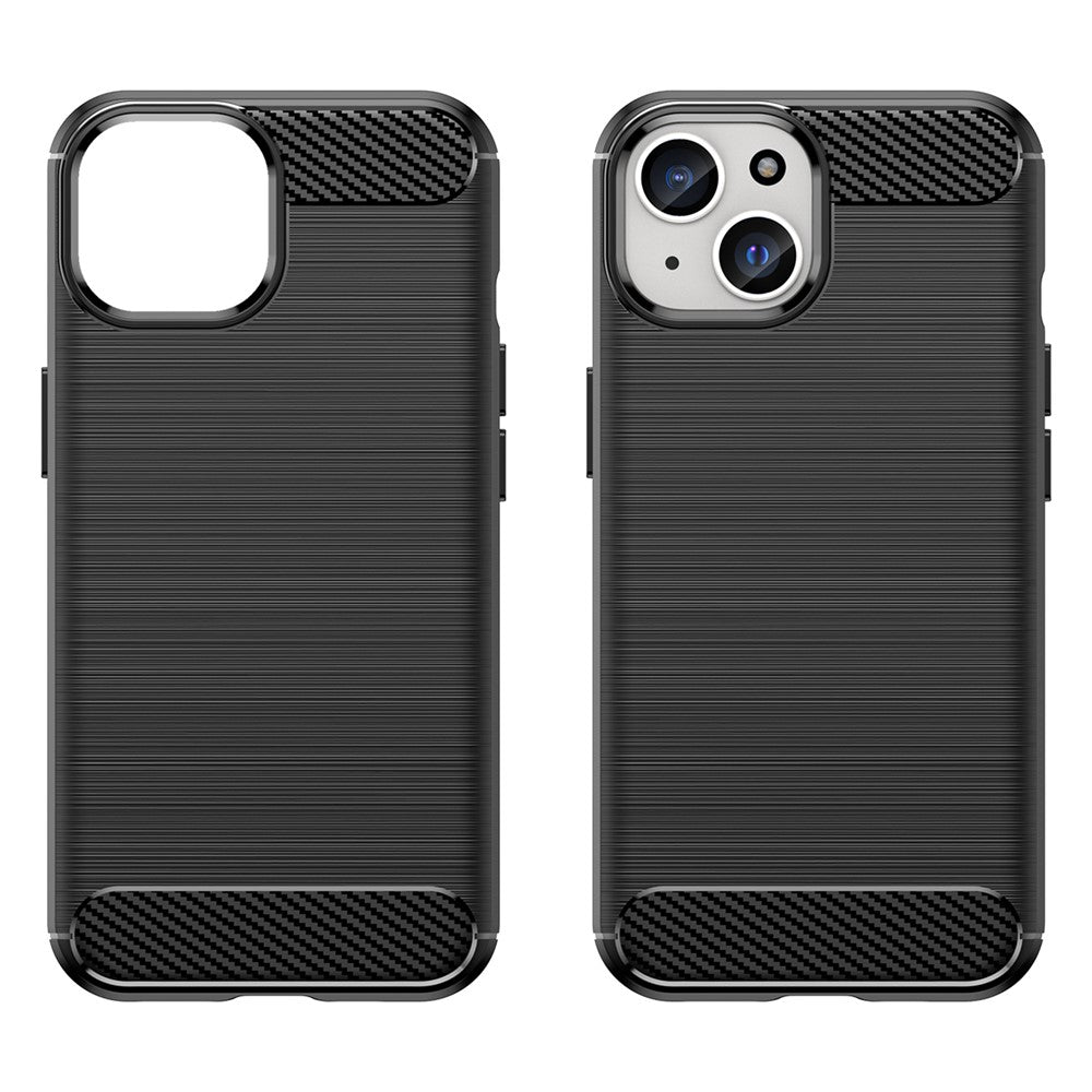 Soft TPU Phone Case for iPhone 15 , Carbon Fiber Texture Brushed Protective Phone Cover