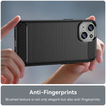 Soft TPU Phone Case for iPhone 15 , Carbon Fiber Texture Brushed Protective Phone Cover