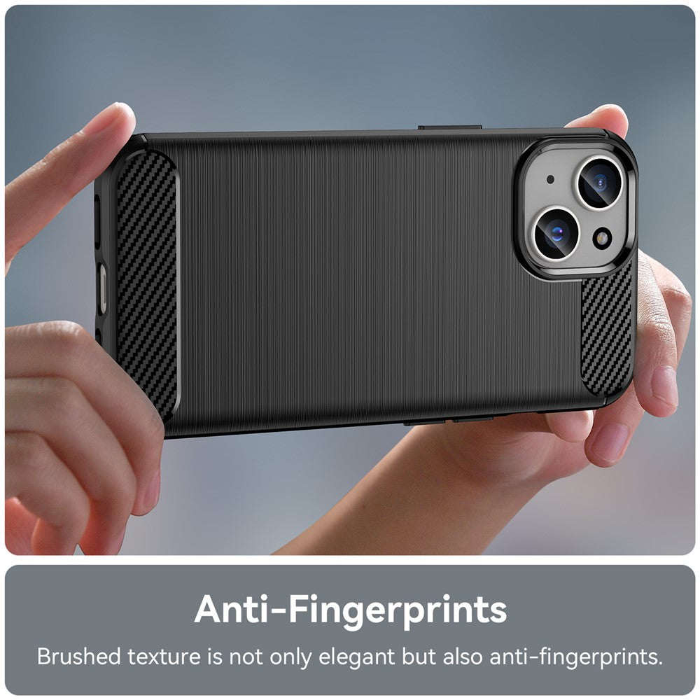 Soft TPU Phone Case for iPhone 15 , Carbon Fiber Texture Brushed Protective Phone Cover