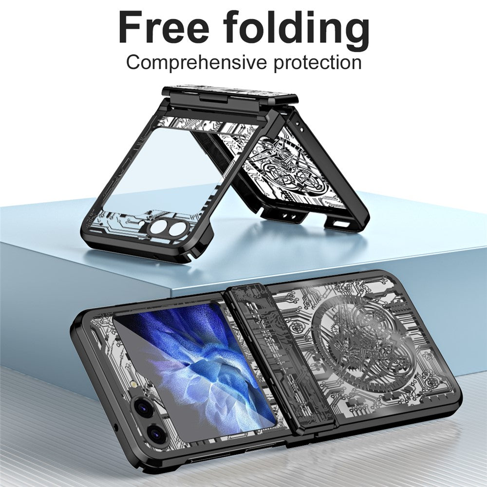 Mechanical Legend Series Hard PC Case for Samsung Galaxy Z Flip5 5G Protective Phone Case Electroplating Cover