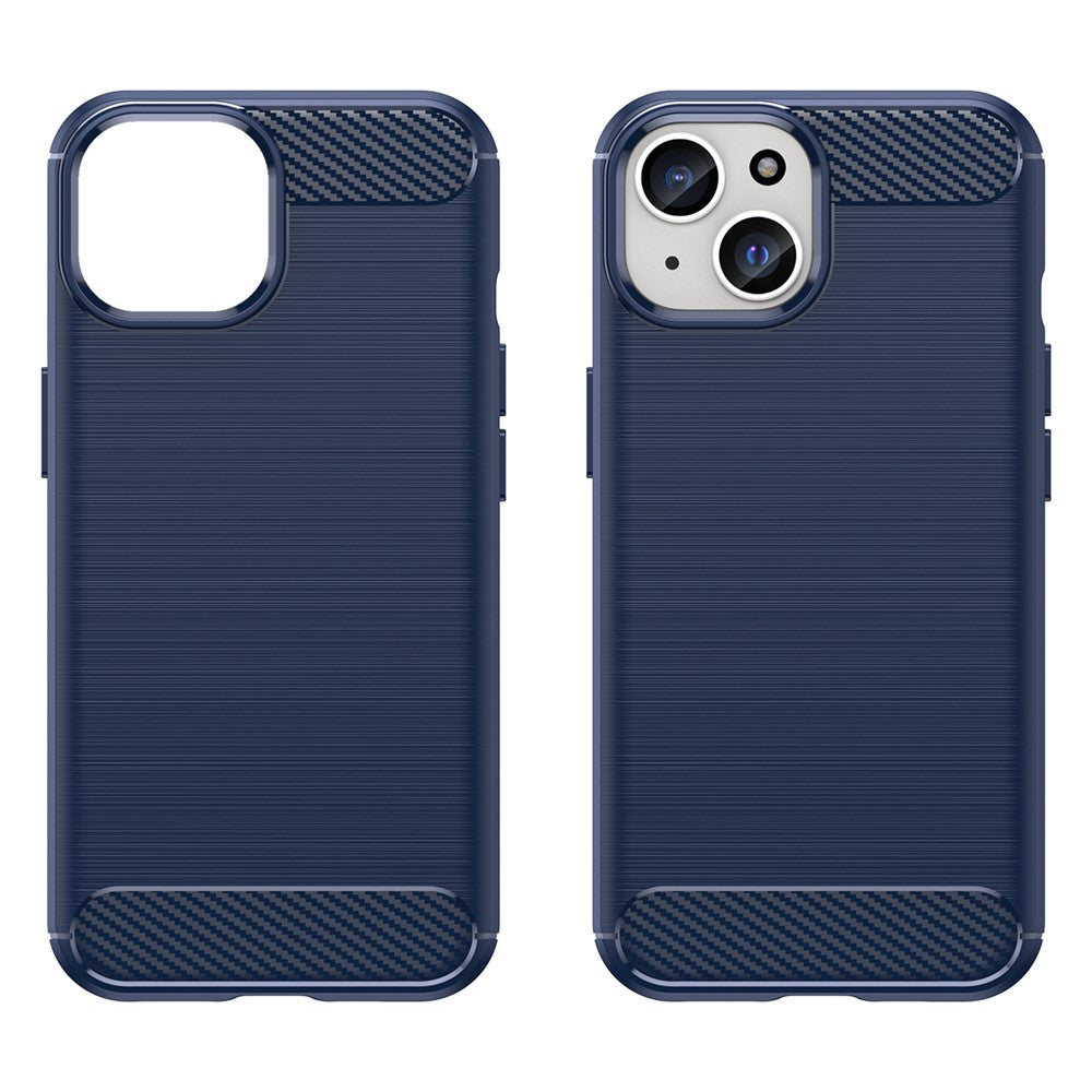 Carbon Fiber Texture Brushed TPU Case for iPhone 15 Plus, Scratch-resistant Phone Cover