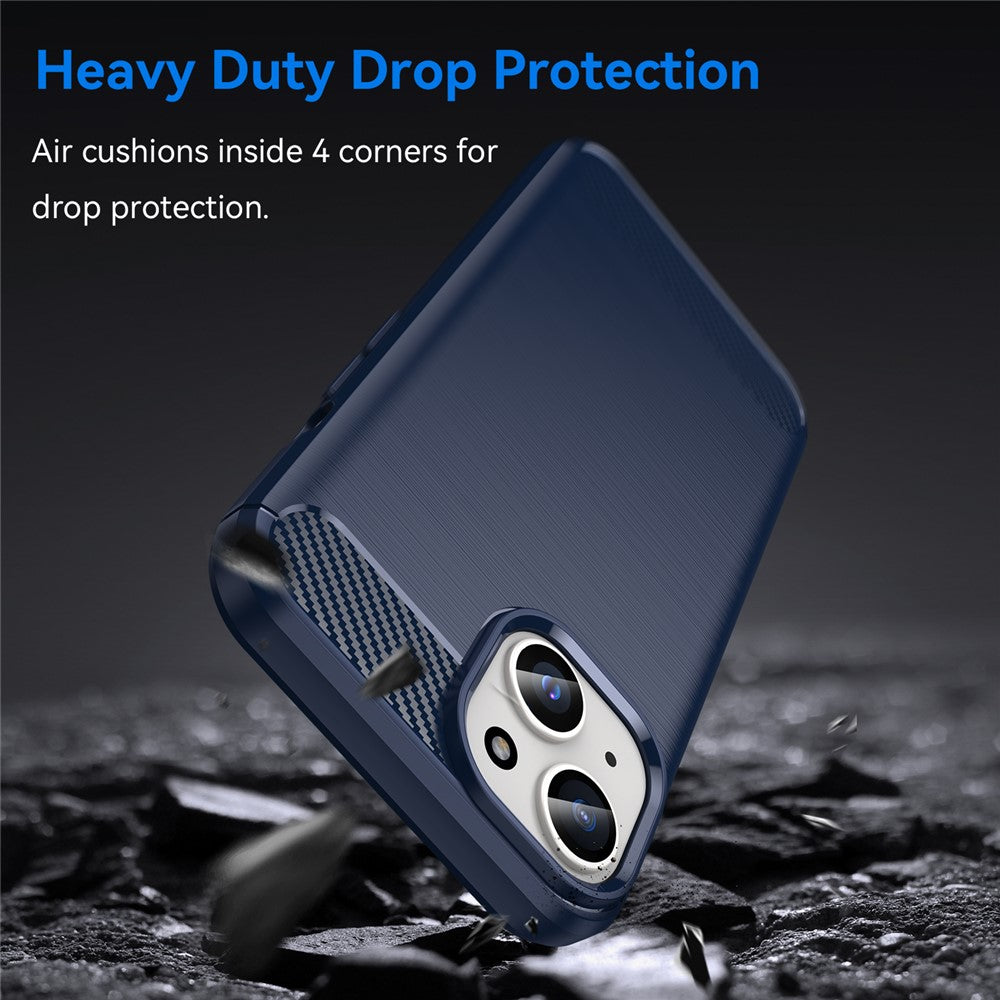 Carbon Fiber Texture Brushed TPU Case for iPhone 15 Plus, Scratch-resistant Phone Cover