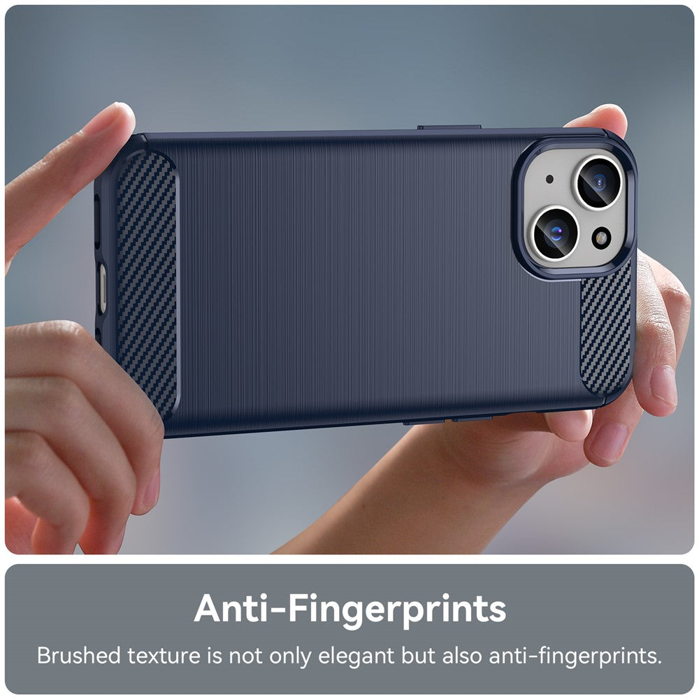Carbon Fiber Texture Brushed TPU Case for iPhone 15 Plus, Scratch-resistant Phone Cover