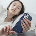 Carbon Fiber Texture Brushed TPU Case for iPhone 15 Plus, Scratch-resistant Phone Cover