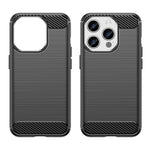 Carbon Fiber Texture Phone Case for iPhone 15 Pro Max, Brushed Anti-scratch TPU Cover