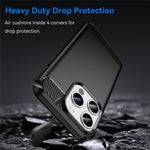 Carbon Fiber Texture Phone Case for iPhone 15 Pro Max, Brushed Anti-scratch TPU Cover