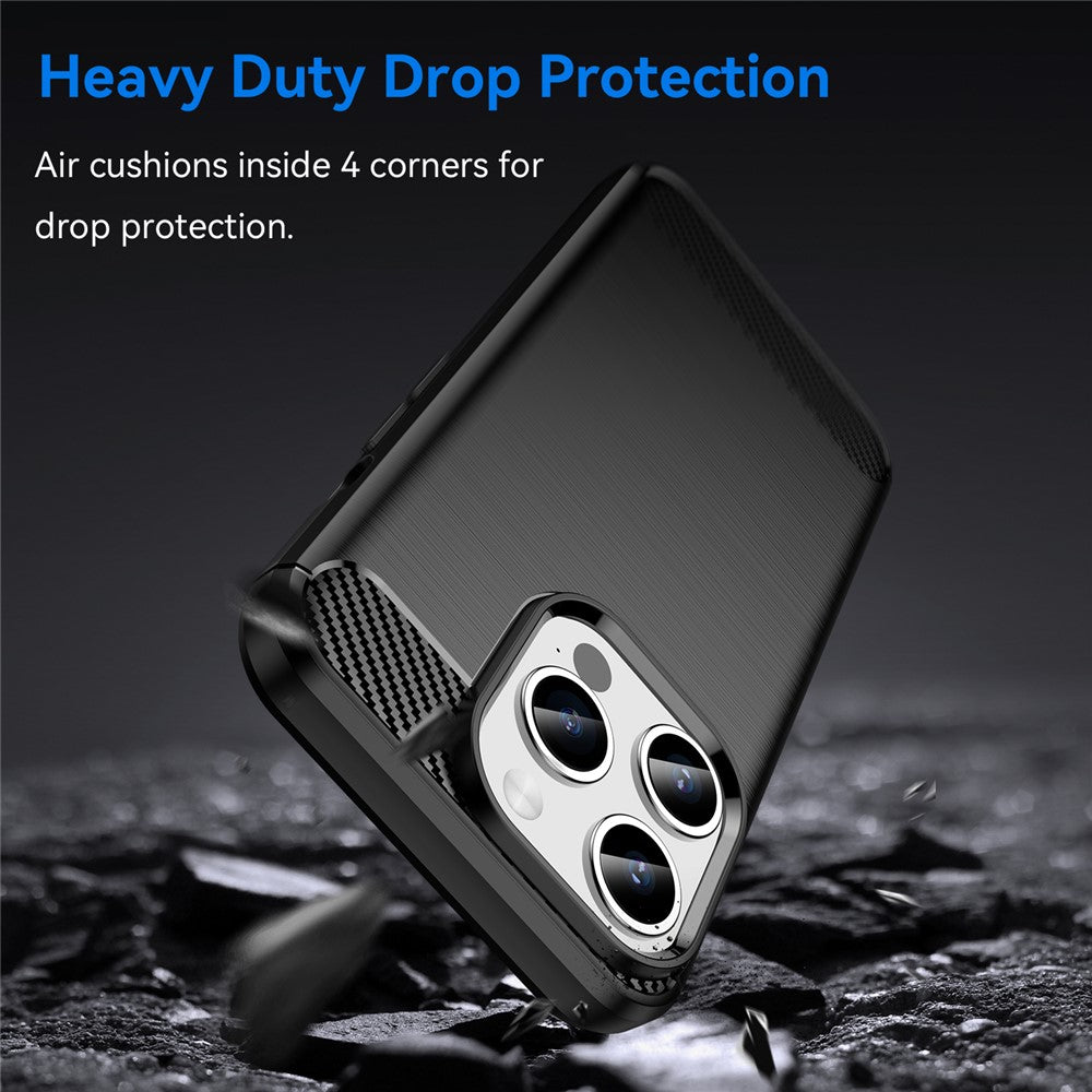 Carbon Fiber Texture Phone Case for iPhone 15 Pro Max, Brushed Anti-scratch TPU Cover