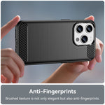 Carbon Fiber Texture Phone Case for iPhone 15 Pro Max, Brushed Anti-scratch TPU Cover