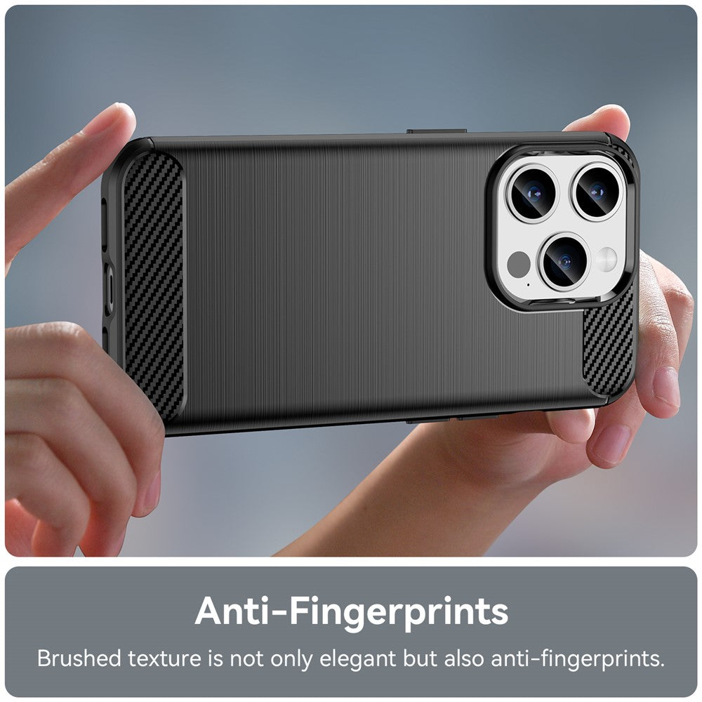 Carbon Fiber Texture Phone Case for iPhone 15 Pro Max, Brushed Anti-scratch TPU Cover