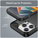 Carbon Fiber Texture Phone Case for iPhone 15 Pro Max, Brushed Anti-scratch TPU Cover