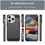 Carbon Fiber Texture Phone Case for iPhone 15 Pro Max, Brushed Anti-scratch TPU Cover