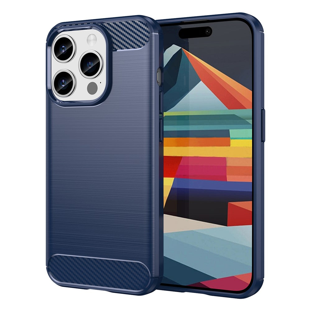 Carbon Fiber Texture Phone Case for iPhone 15 Pro Max, Brushed Anti-scratch TPU Cover