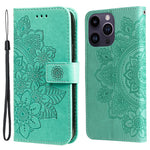 For iPhone 15 Pro Max Case Floral Pattern PU Leather Wallet Stand Phone Cover
