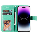 For iPhone 15 Pro Max Case Floral Pattern PU Leather Wallet Stand Phone Cover