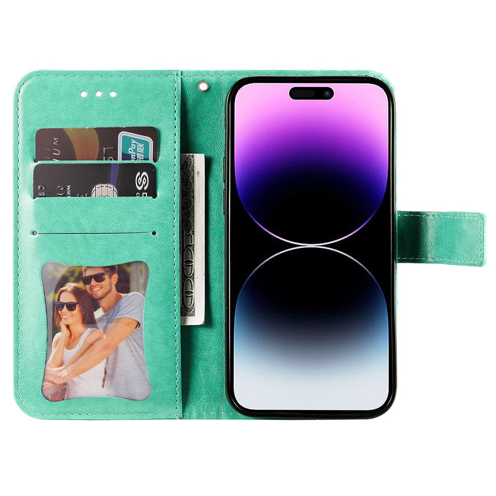 For iPhone 15 Pro Max Case Floral Pattern PU Leather Wallet Stand Phone Cover