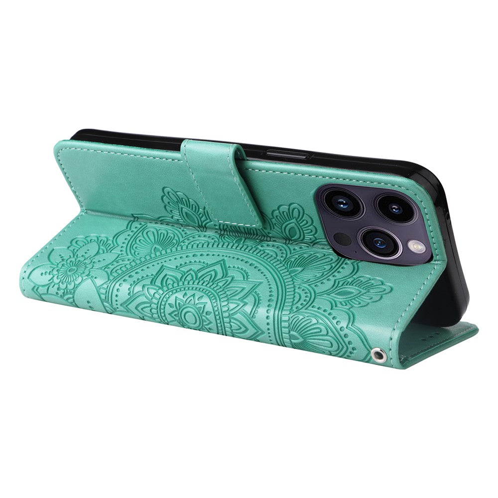 For iPhone 15 Pro Max Case Floral Pattern PU Leather Wallet Stand Phone Cover