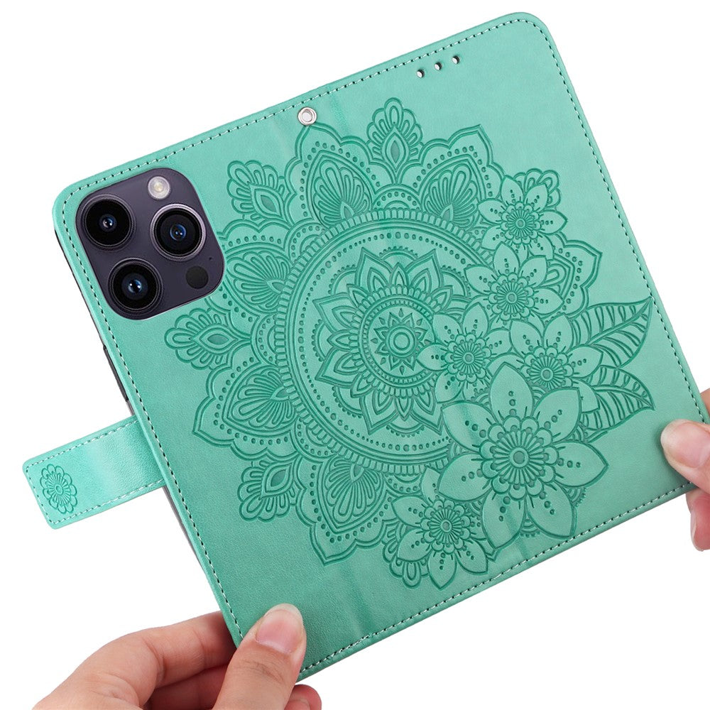 For iPhone 15 Pro Max Case Floral Pattern PU Leather Wallet Stand Phone Cover