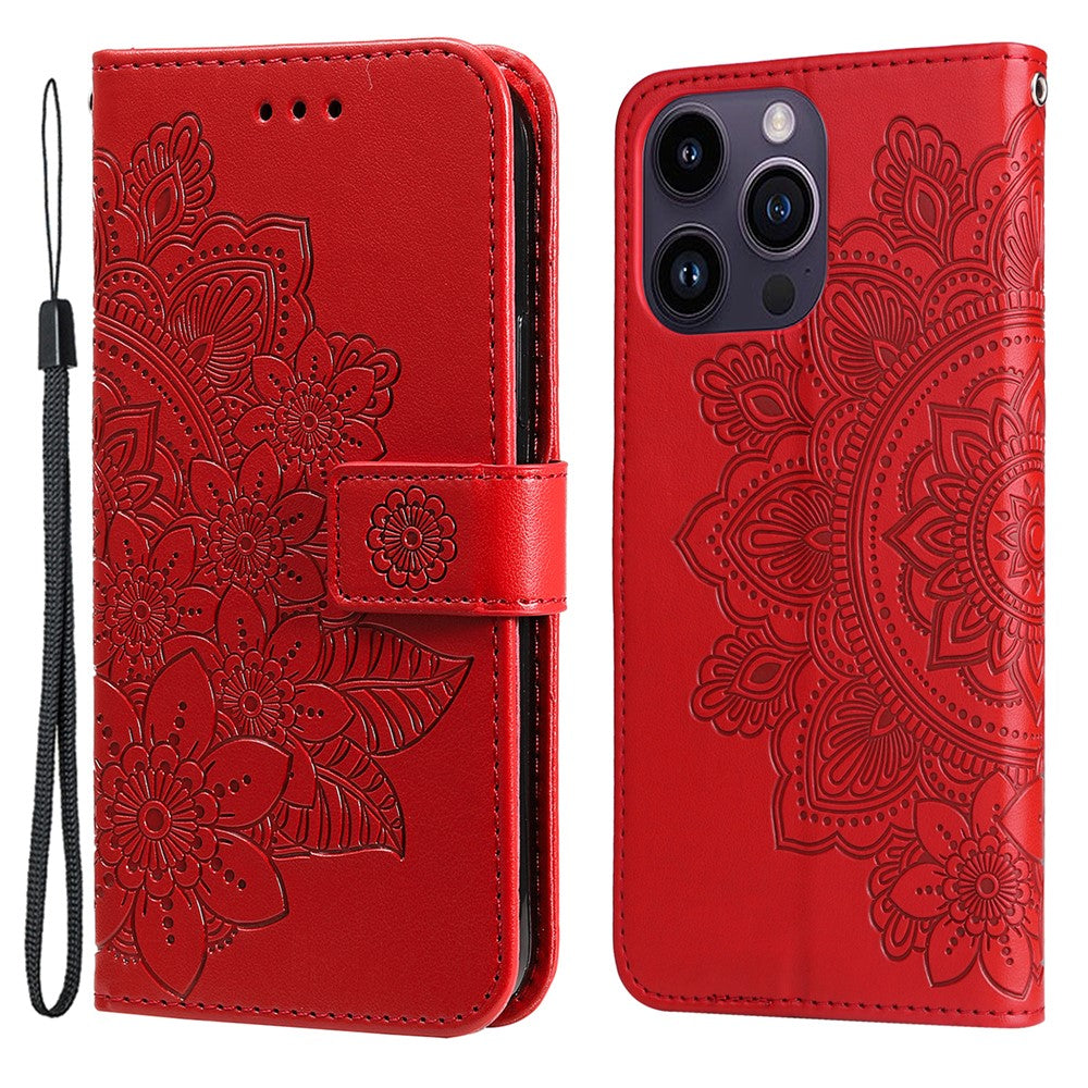 For iPhone 15 Pro Max Case Floral Pattern PU Leather Wallet Stand Phone Cover