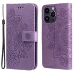 For iPhone 15 Pro Max Case Floral Pattern PU Leather Wallet Stand Phone Cover