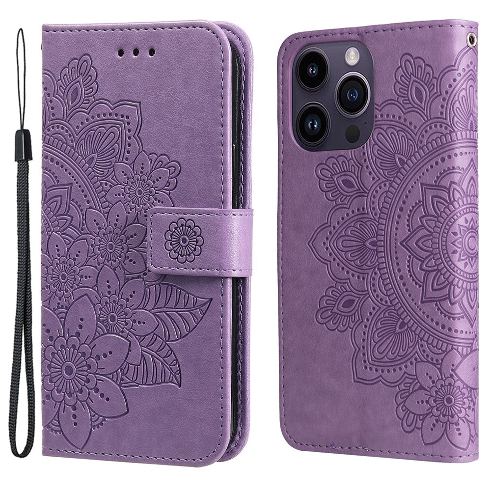 For iPhone 15 Pro Max Case Floral Pattern PU Leather Wallet Stand Phone Cover