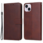 For iPhone 15 Plus Wallet Phone Case Calf Texture Anti-Scratch PU Leather Smartphone Shell Flip Stand Cover
