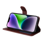 For iPhone 15 Plus Wallet Phone Case Calf Texture Anti-Scratch PU Leather Smartphone Shell Flip Stand Cover
