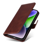 For iPhone 15 Plus Wallet Phone Case Calf Texture Anti-Scratch PU Leather Smartphone Shell Flip Stand Cover